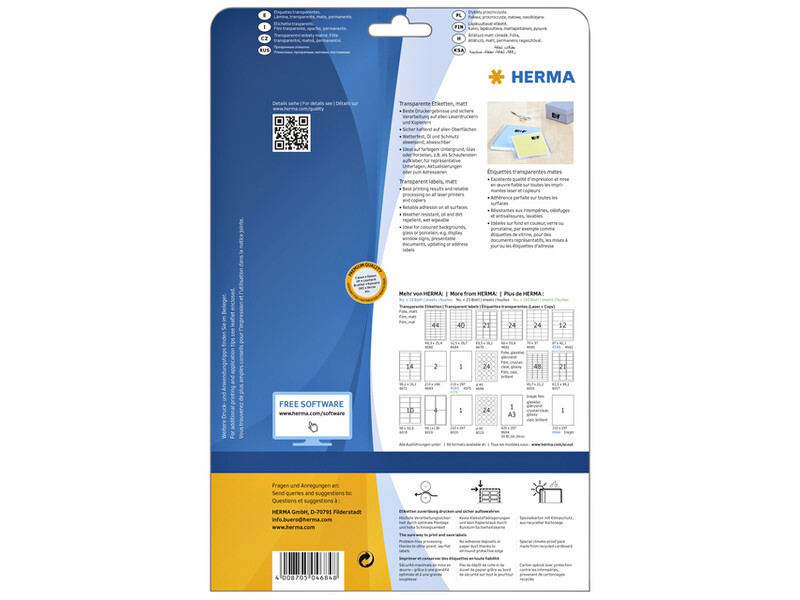 Etiket HERMA 4684 52.5x29.7mm A4 folie transparant mat 2