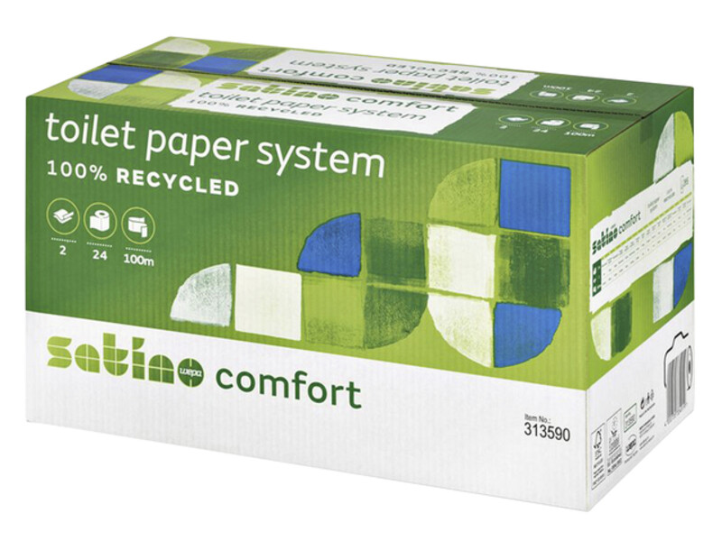Toiletpapier Satino Comfort JT3 systeemrol 2-laags 100m wit 317960 1