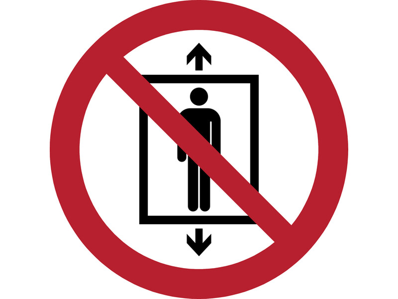 Pictogram Tarifold verboden lift te gebruiken door personen ø200mm 1
