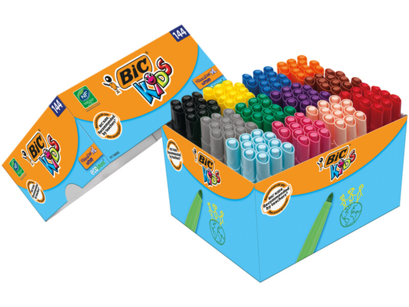 Kleurstift BicKids Visacolor XL Ecolutions Schoolbox 144 stuks assorti 1