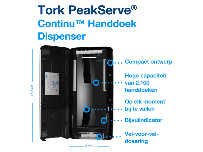 Handdoekdispenser Tork PeakServe® Continu™ H5 Elevation zwart 552508 4