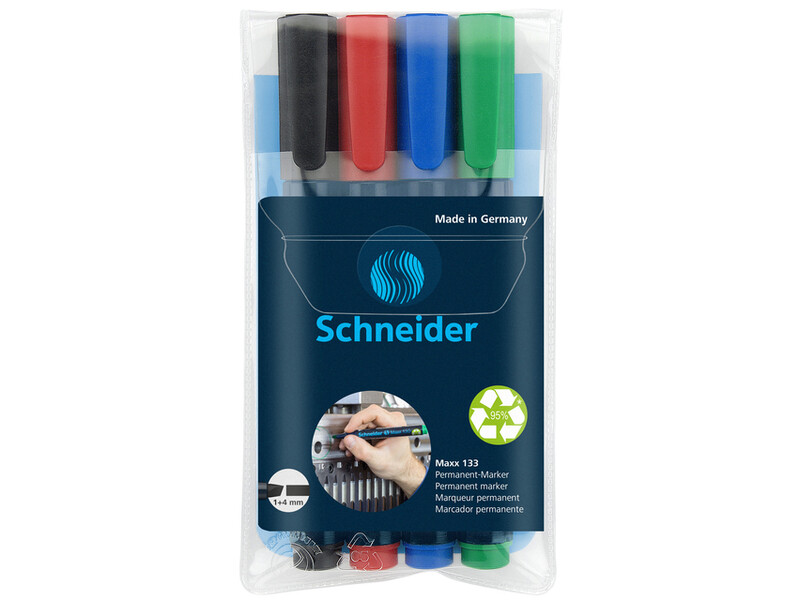 Viltstift Schneider Maxx 133 beitel set à 4 kleuren 1