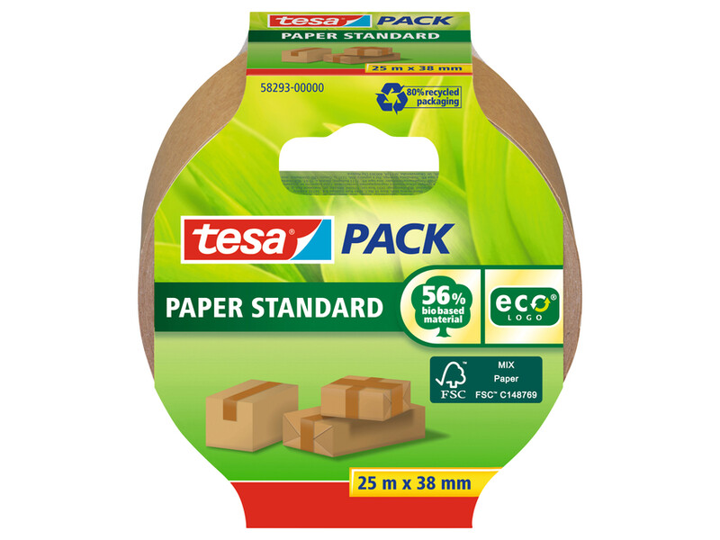 Verpakkingstape Tesa 58293 eco papier FSC 38mmx25m bruin 1