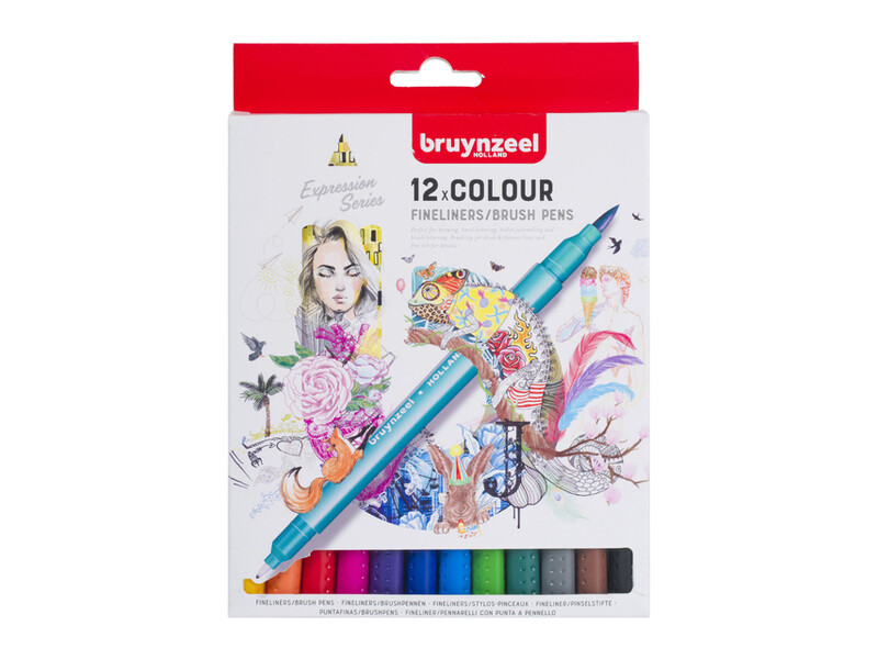 Fineliner Brush pen Bruynzeel Creatives set 12 kleuren 1