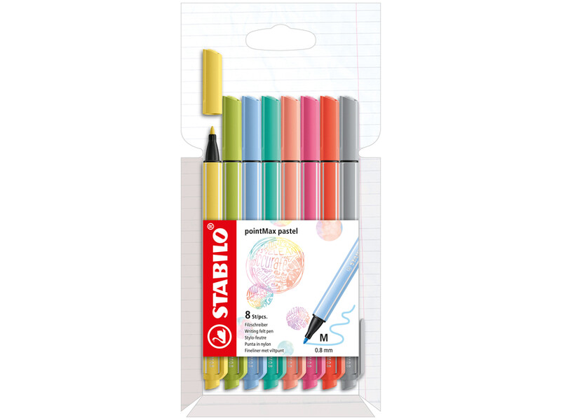Viltstift STABILO pointmax etui à 8 pastel kleuren 1