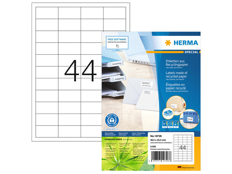 Etiket HERMA recycling 10726 48.3x25.4mm 3520stuks wit 1