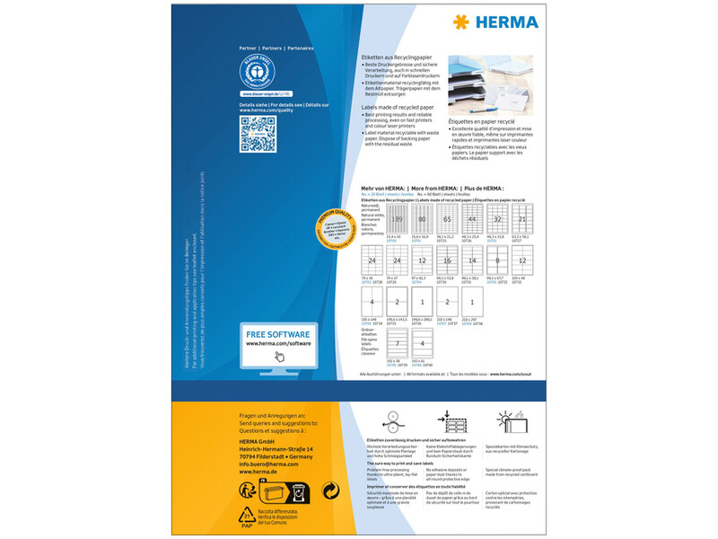 Etiket HERMA recycling 10737 210x148mm 160stuks wit 2