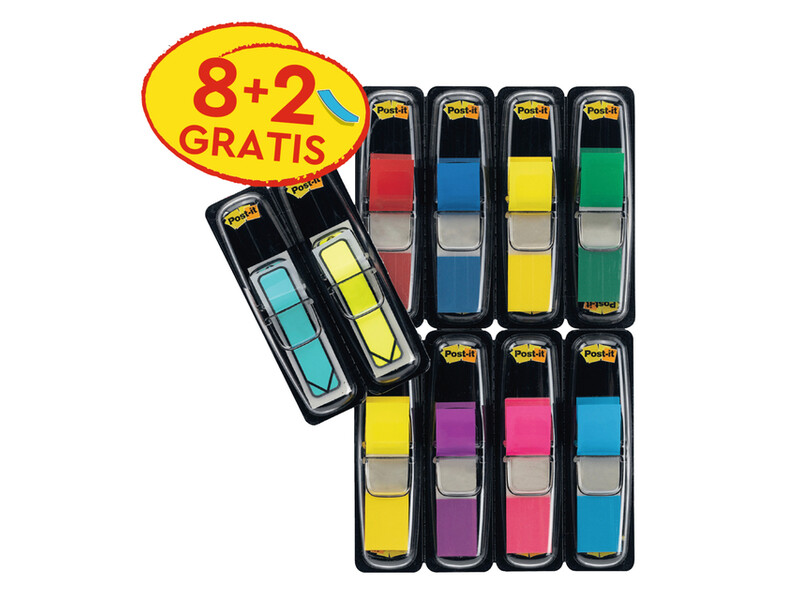 Indextabs 3M Post-it 683 11.9x43.2mm 8 kleuren assorti + 2 sets pijlvorm gratis 1