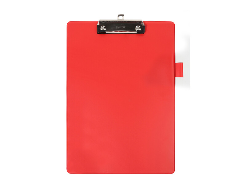 Klembord Quantore A4 staand PVC rood met 100mm klem + penlus 1