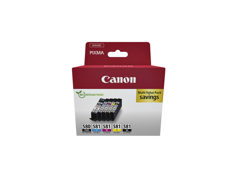 Inktcartridge Canon PGI-580 + CLI-581 2x zwart + 3 kleuren 1