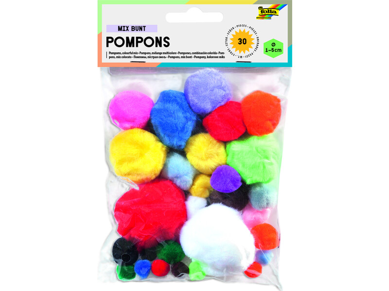 Pompon Folia 30 stuks diverse kleuren en afmetingen 1