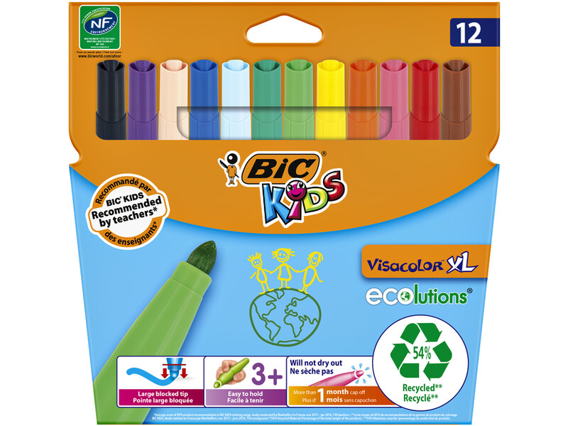 Kleurstift BicKids Visacolor XL Ecolutions á 12 stuks assorti 1