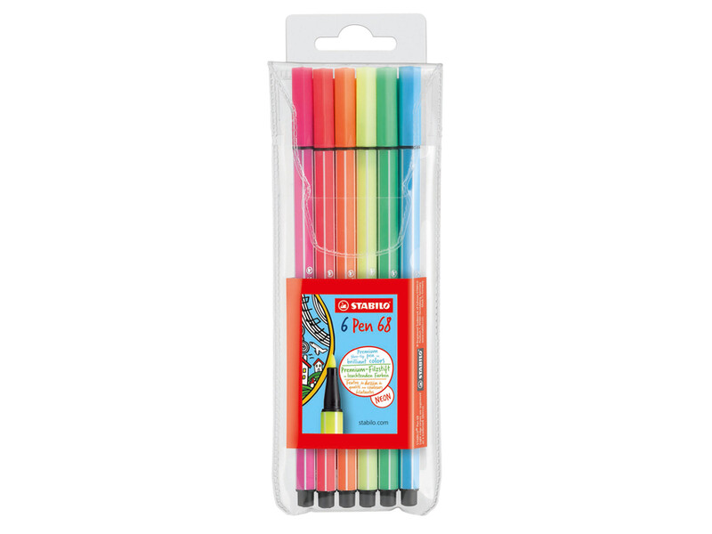 Viltstift STABILO Pen 68 fluor etui à 6 kleuren 1