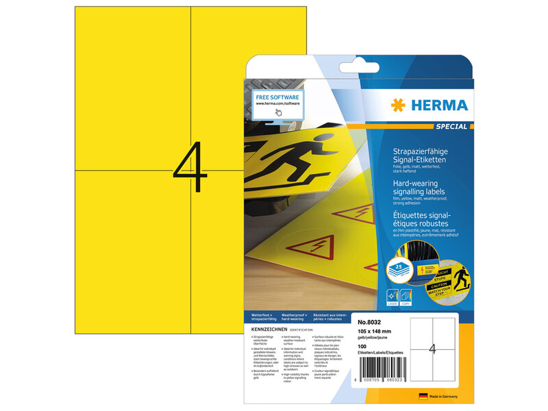 Etiket HERMA 8032 105x148mm weerbestendig geel 100stuks 1