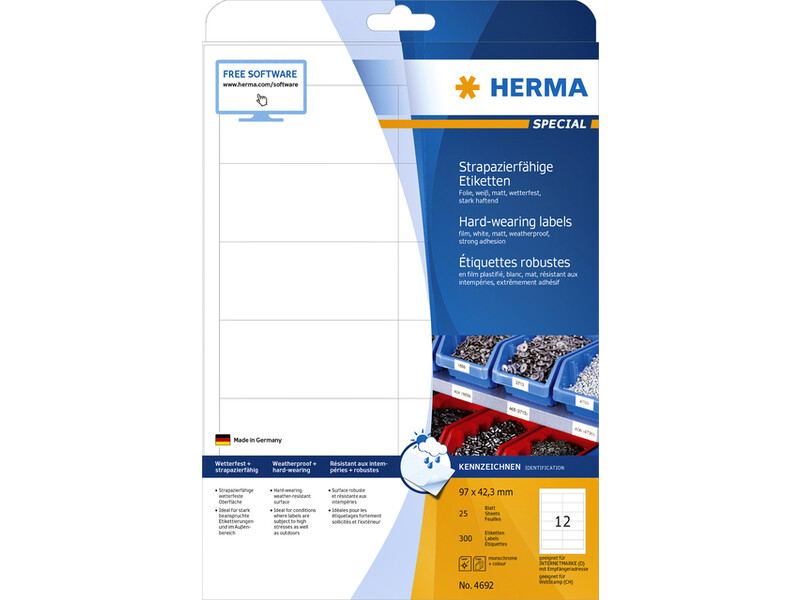 Etiket HERMA 4692 97x42.3mm weerbestendig wit 300st 3