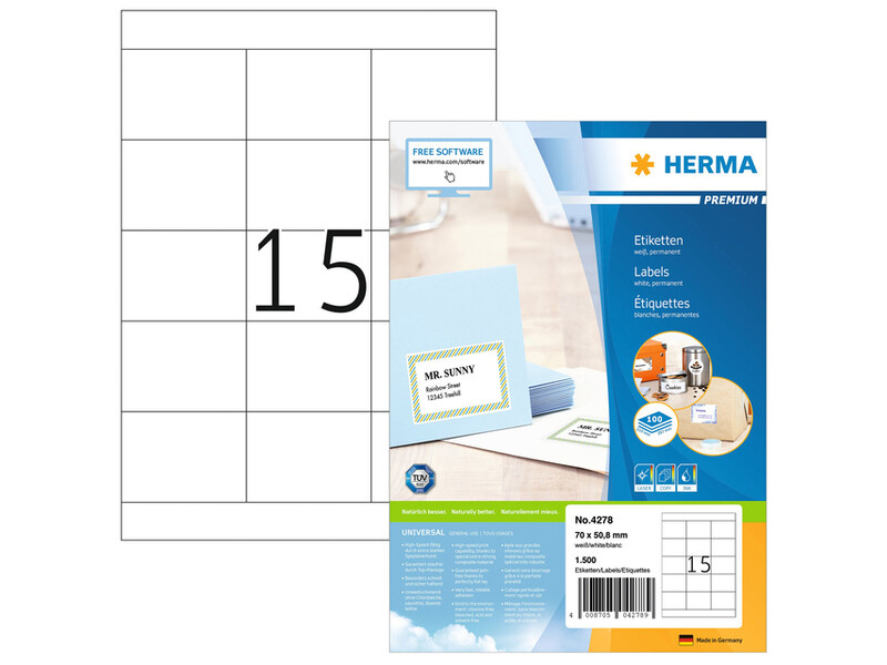 Etiket HERMA 4278 70x50.8mm premium wit 1500stuks 1