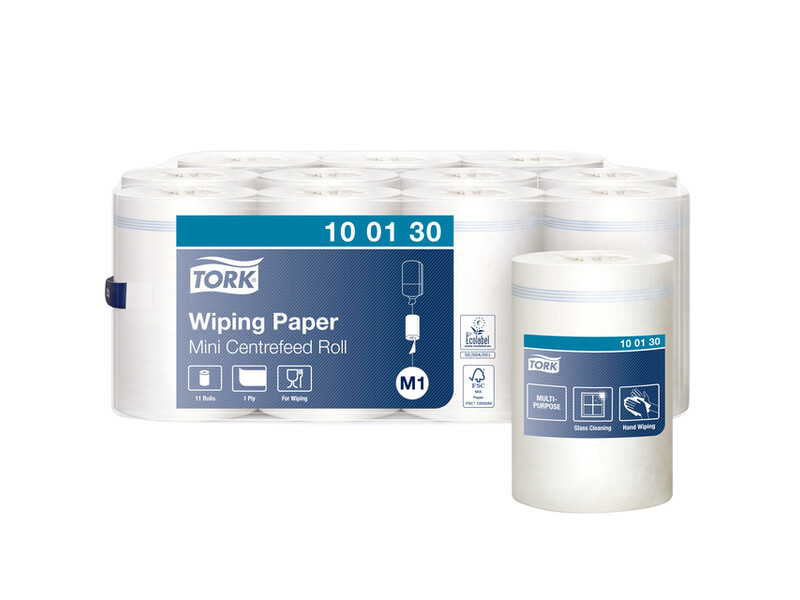 Poetspapier Tork Wiping mini rol M1 1 laags centerfeed wit 100130 1