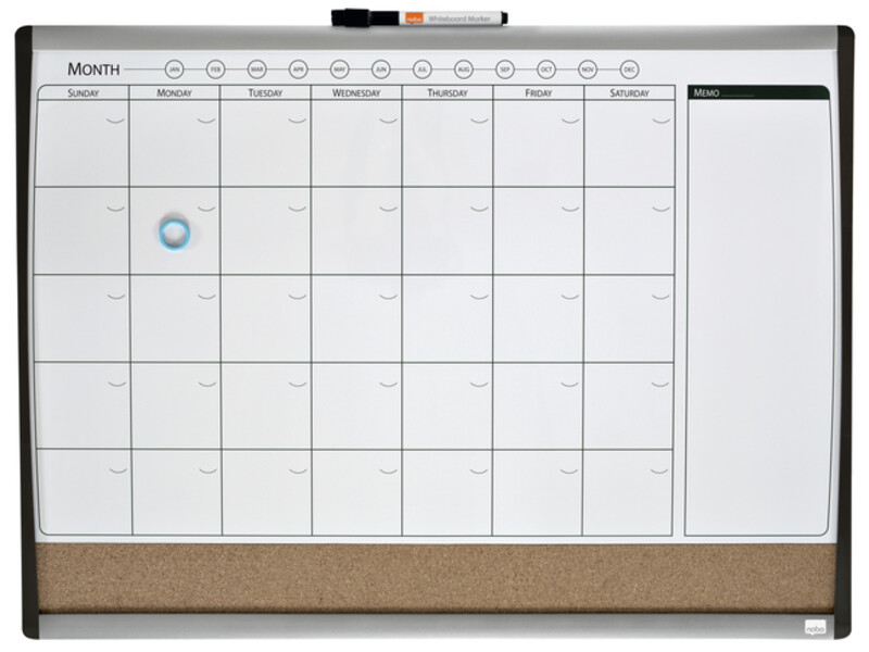 Whiteboard Nobo magnetische planner met prikbord van kurk 585x430mm 1