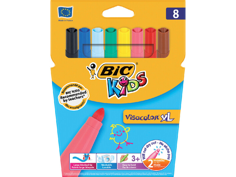 Kleurstift BicKids Visacolor XL ECOlutions blister à 8 stuks assorti 1