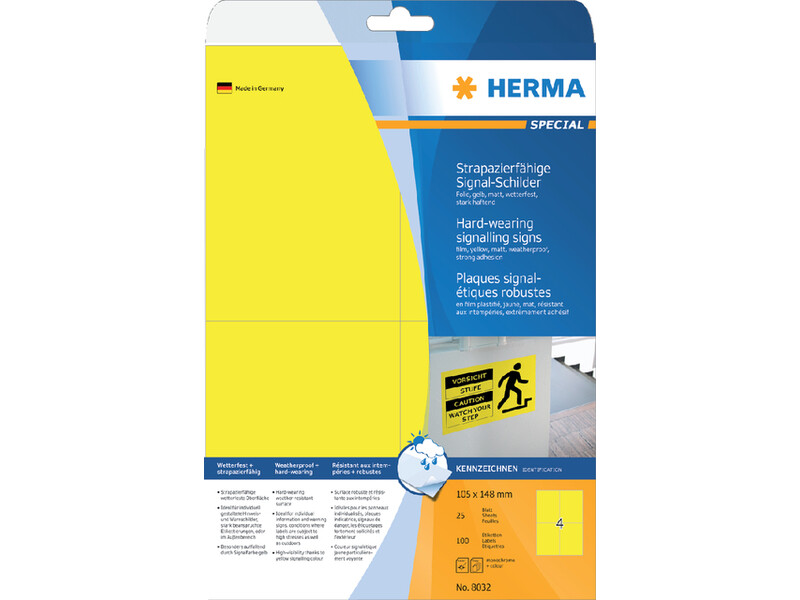 Etiket HERMA 8032 105x148mm weerbestendig geel 100stuks 4