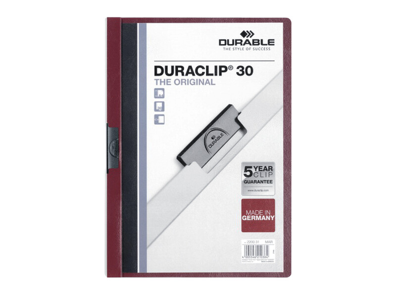 Klemmap Durable Duraclip A4 3mm 30 vellen aubergine 1