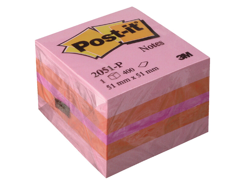 Memoblok 3M Post-it 2051 51x51mm kubus roze 2
