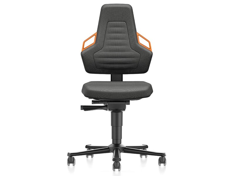 Werkstoel Bimos Nexxit 2 9033 Wielen Handgrepen Oranje Stof Zwart 1