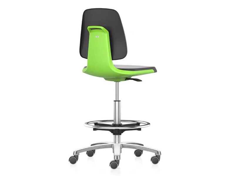Werkstoel Bimos Labsit 4 9125 Wielen En Voetenring Frame Aluminium Zittingschaal Groen Kunstleder Zwart 1