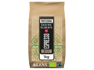 Koffie Douwe Egberts espresso bonen medium roast Organic en Fairtrade 1kg 1