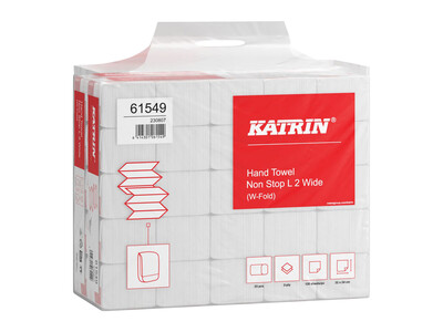 Handdoek Katrin 61549 W-vouw Classic 2laags 24x32cm 25x120st 2