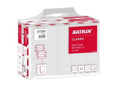 Handdoek Katrin 61594 W-vouw Classic 2laags 20,3x32cm 25x120st 2