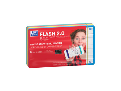 Flashcard Oxford 2.0 75x125mm 80vel 250gr lijn assorti 7