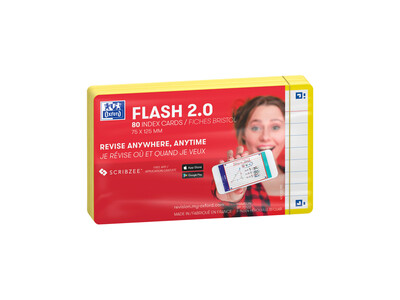 Flashcard Oxford 2.0 75x125mm 80vel 250gr lijn geel 5