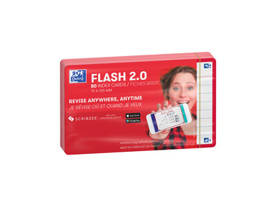 Flashcard Oxford 2.0 75x125mm 80vel 250gr lijn rood 5