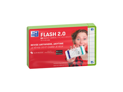 Flashcard Oxford 2.0 75x125mm 80vel 250gr lijn groen 5