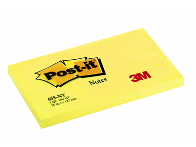 Memoblok 3M Post-it 655 76x127mm neon geel 3