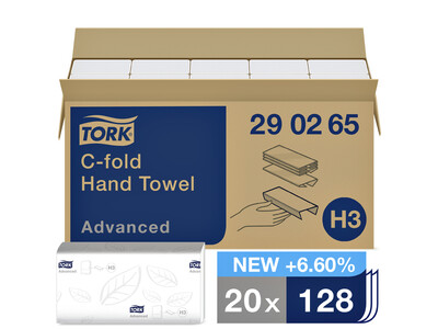 Handdoek Tork H3 C-vouw advanced 2-laags wit 290265 3