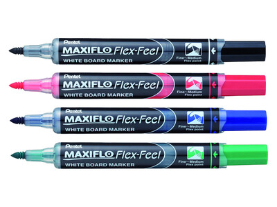 Viltstift Pentel MWL5SBF Maxiflo whiteboard zwart 1-5mm 4
