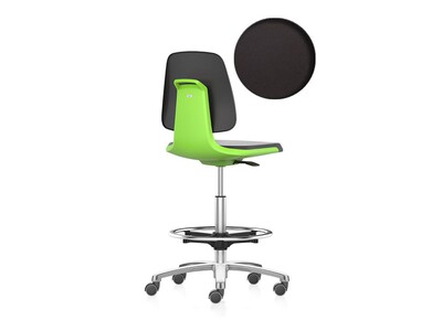 Werkstoel Bimos Labsit 4 9125 Wielen En Voetenring Frame Aluminium Zittingschaal Groen Kunstleder Zwart 2