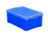 Opbergbox Really Useful 9 liter 395x210x140 mm transparant blauw
