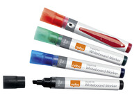 Viltstift Nobo whiteboard Liquid ink drymarker schuin assorti 4mm 4st