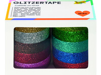 Plakband Folia glitter 5mx15mm 10 stuks 10 kleuren