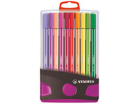 Viltstift STABILO Pen 68 ColorParade antraciet/roze etui à 20 kleuren