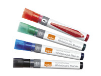 Viltstift Nobo whiteboard Liquid ink drymarker rond assorti 3mm 4st