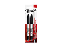 Viltstift Sharpie twin tip rond 0.5mm en 0.9mm zwart blister à 2 stuks