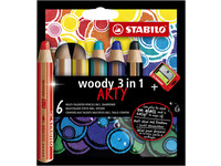 Kleurpotloden STABILO Woody 8806-1-20 etui à 6 kleuren met puntenslijper