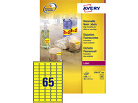 Etiket Avery L7651Y-100 38.1x21.2mm neon geel 6500stuks