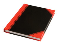 Notitieboek zwart/rood A6 lijn 70gr 96vel