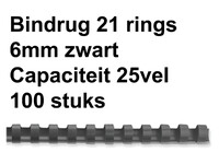 Bindrug GBC 6mm 21rings A4 zwart 100stuks