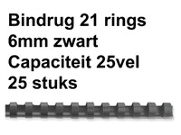 Bindrug Fellowes 6mm 21rings A4 zwart 25stuks